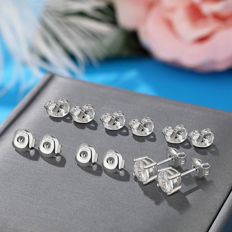 Formulen 14K White Gold Plated Silver Earring Backs Replacements - Hypoallergenic Earring Backs for Studs, Secure Ear Locking for Stud Earrings Ear Nut for Posts, 12Pcs/6 Pair - Image 2